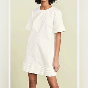 NWT Cinq a Sept Ashton Military Twill Short-Sleeve Shift Dress Ivory Size 4